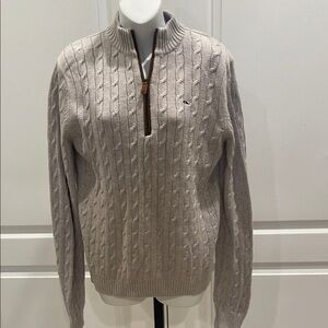 Vineyard Vines Youth Boys Men’sGrey Cable Knit Sweater half zip